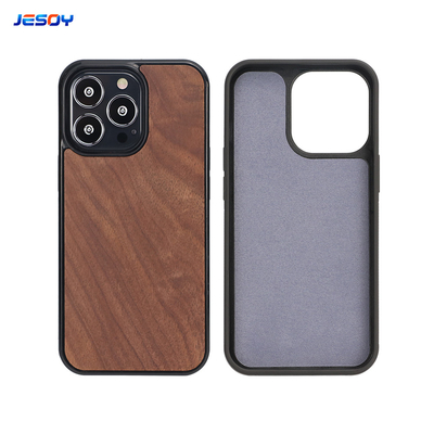 Engraved Microfiber Wooden Phone Case Scratch Resistant Customized