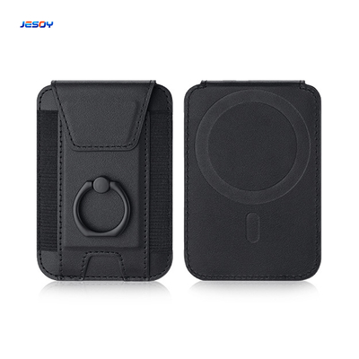 Embossed Logo Magsafe Phone Wallet Stand With PU Leather Material