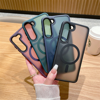 Translucent Matte Magnetic Magsafe Phone Case Shockproof For Samsung S24 S25 Ultra