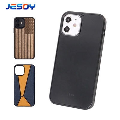 Good price Shockproof Groove Phone Case Inlay Leather Wood Blank Mobile Cover For IPhone online