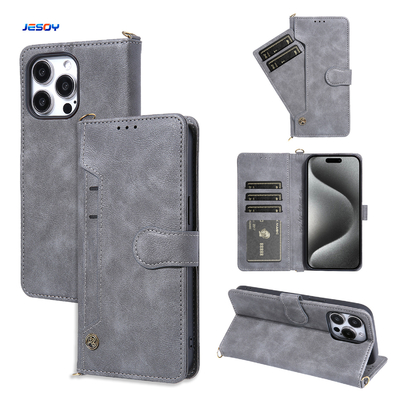 Good price Removable Strap PU Leather Phone Case Flip Cover Wallet Card Holder For IPhone online